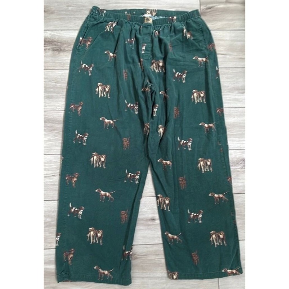 Polo Ralph Lauren Dog Print Pj Pants Mens XL Green‎ 100% Cotton Lounge Sleepwear